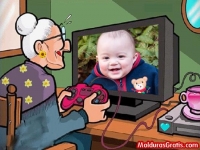 Vovó moderna jogando game